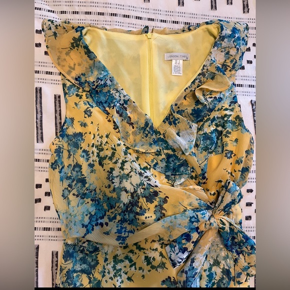 London Times floral dress, yellow and blue, size 4, beautiful! - Picture 5 of 9
